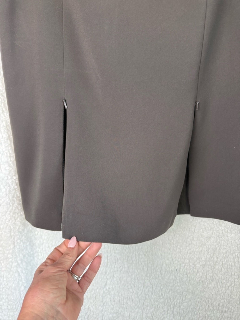 W by Worth Dark Green Pencil Skirt Lined Sz 10 Two Zipper Details Front Hem - Picture 2 of 9